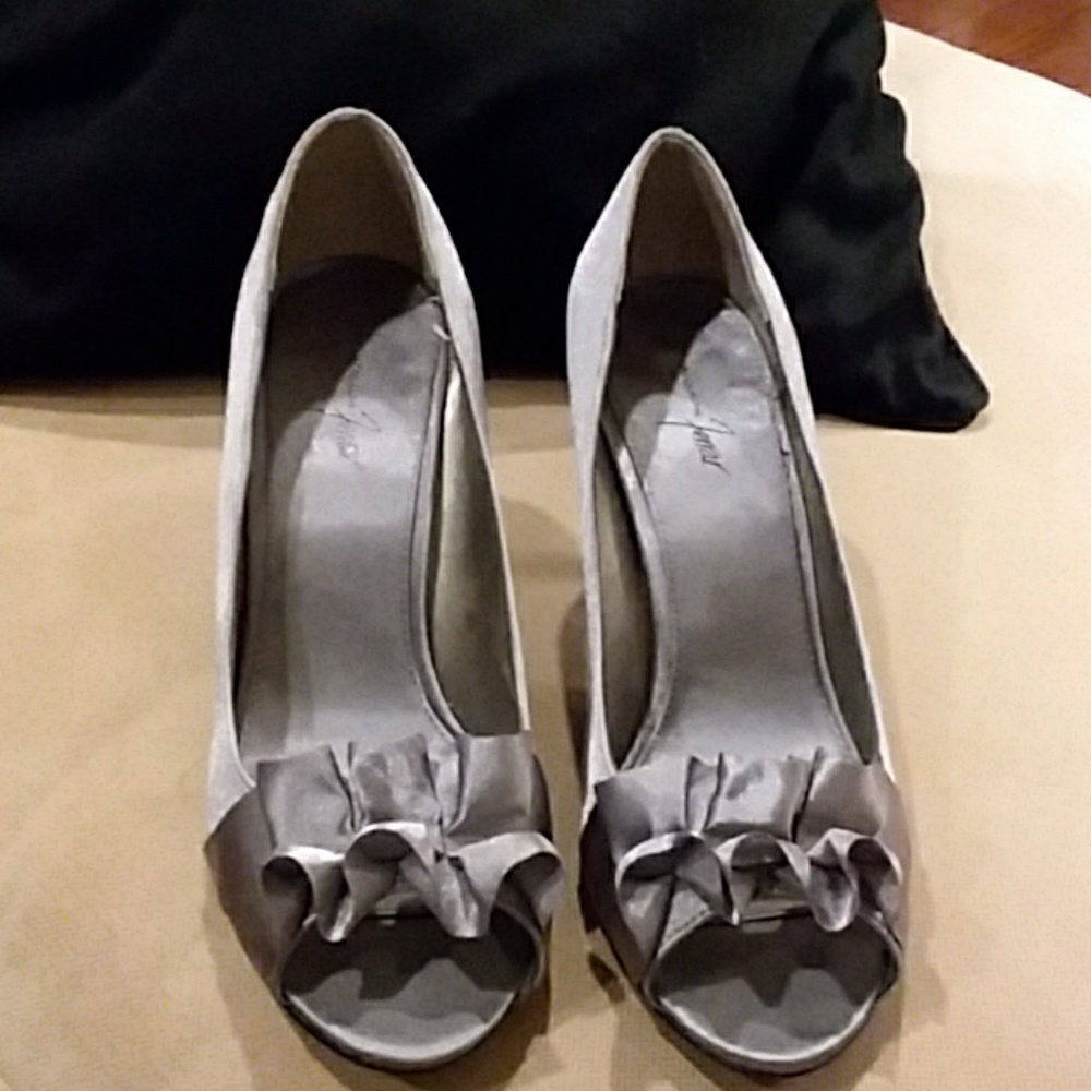 Pewter colored shoes.